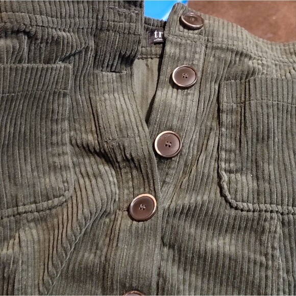 Zara TRF Collection Green Corduroy Button Front Closure Mini Skirt Size XS - Picture 6 of 9